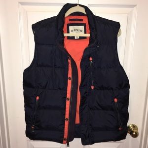Orvis Navy/Orange Down Puffer Vest Medium